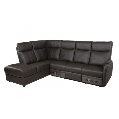 Power Reclining Sectional 6377 with left lounger (Grey Leather)